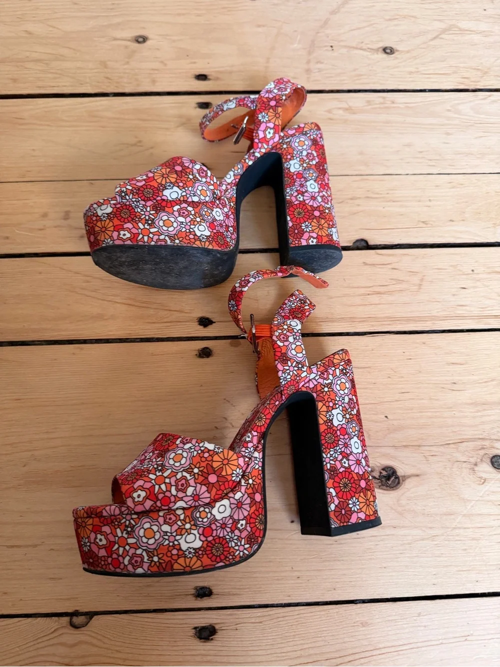 Jeffrey Campbell Floral Platform Sandals in Red - Women's Strappy Heels
